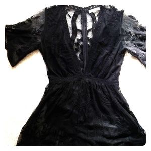 Deep-V Lace Romper